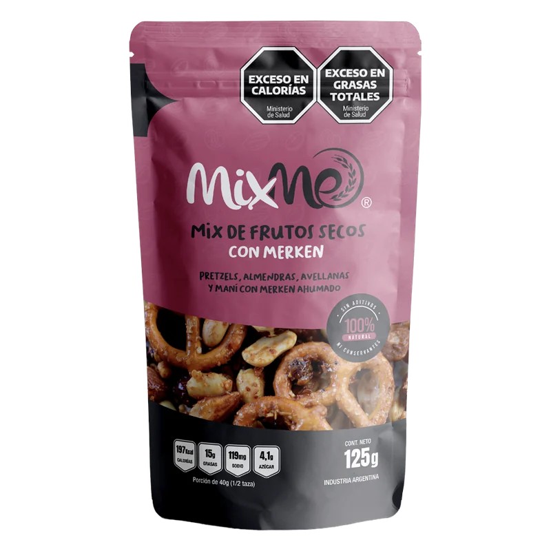 Envase de Mix de frutos secos con merkén MixMe, 125 g.