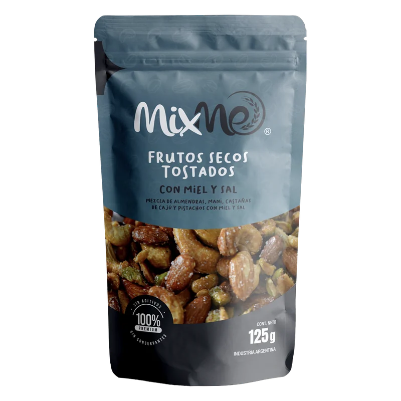 Envase de Frutos secos tostados con miel y sal MixMe, 125 g.